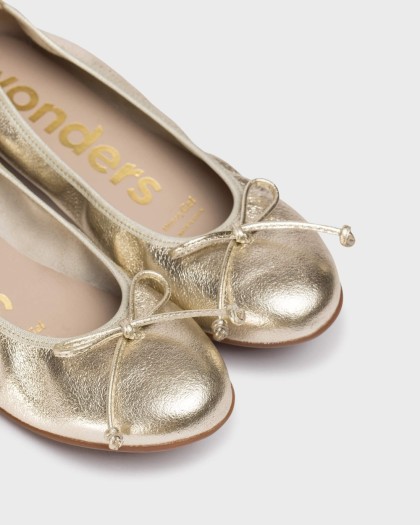 Wonders.com | Gold BO Ballet Flat A-61112 SOFT METAL