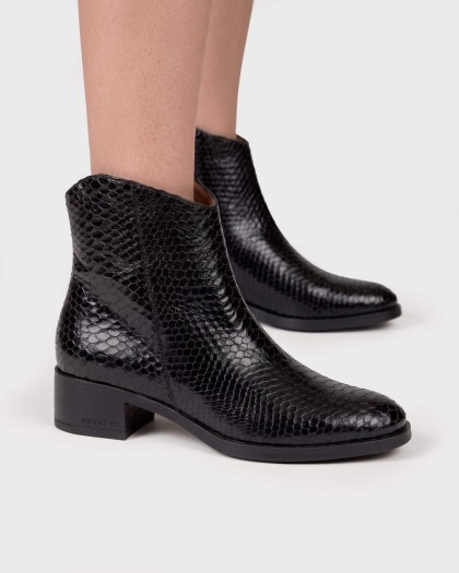 Wonders.com | Botines BONJOUR 01 Serpiente Negro D-1801 DOLMEN